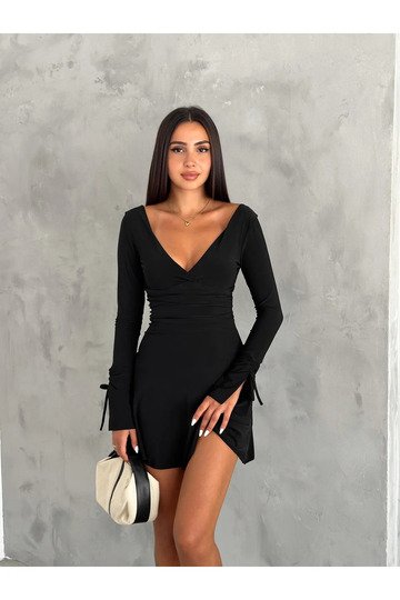 Gizemli Allure V Yaka Mini Elbise