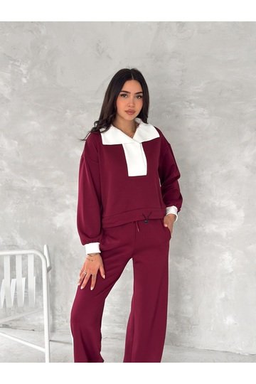 DEVRİK YAKA GARNİLİ GENİŞ ŞERİTLİ YUMUŞAK DOKU MODAL KUMAŞ EŞOFMAN TAKIM