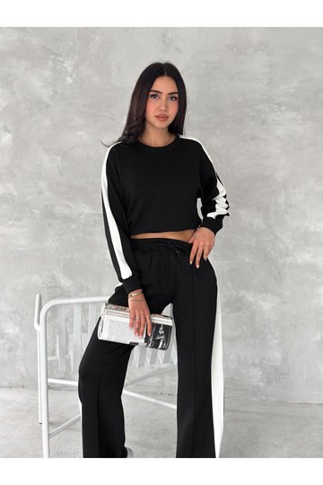 GENİŞ  ŞERİTLİ  YUMUŞAK DOKU MODAL KUMAŞ EŞOFMAN TAKIM