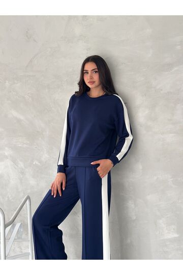 Geniş  Şeritli  Yumuşak Doku Modal Kumaş Eşofman Takım