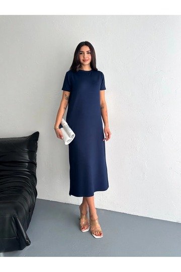 YUMUŞAK DOKU YIRTMAÇLI MODAL KUMAŞ MİDİ ELBİSE