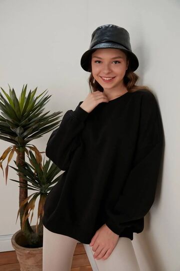 Oversize Örme Şardonlu 3 İplik Sweatshirt