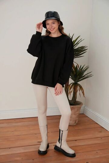 Oversize Örme Şardonlu 3 İplik Sweatshirt