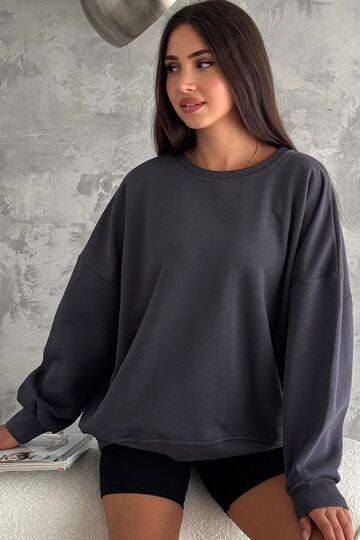 Oversize Örme Şardonlu 3 İplik Sweatshirt
