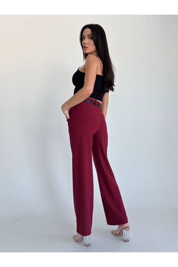 Kemerli Bordo Pantalon