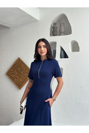 Fermuarlı Modal Kumaş Elbise
