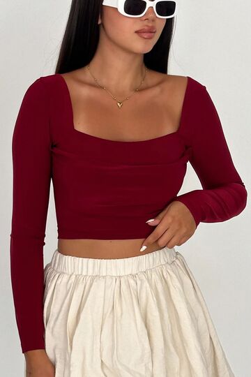 Çift Kat Ön Detaylı Ön-Arka Kare Yaka Crop Top