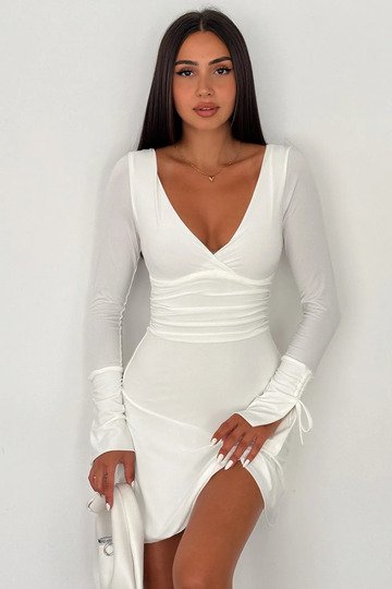 Gizemli Allure V Yaka Mini Elbise