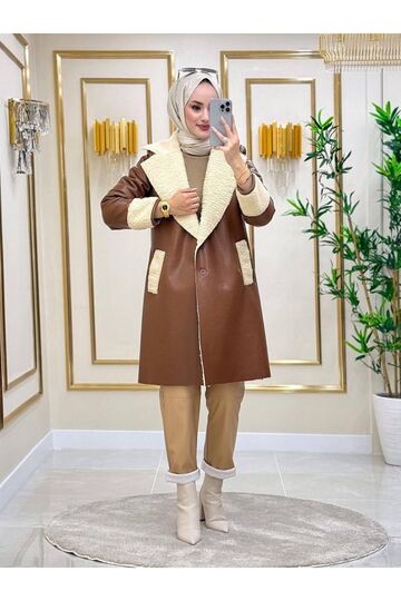 İçi Kürklü Suni Deri Uzun Kaban