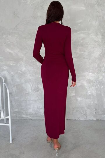 Elegans Yırtmaç Detaylı Midi Elbise