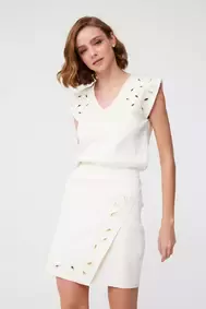 Lazer Kesim Ekru Bluz