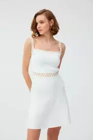 Ekru Askılı Bluz Etek Takım