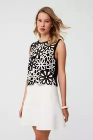 Ekru Askılı Bluz Etek Takım