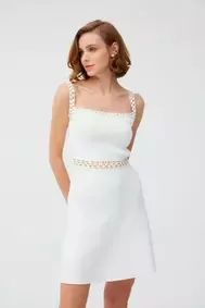 Dantel Bel Detaylı Mini Elbise
