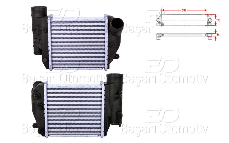 TURBO RADYATORU (INTERCOOLER) 206X195X64