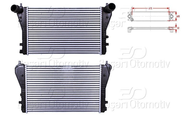 TURBO RADYATORU (INTERCOOLER) 615X405X32