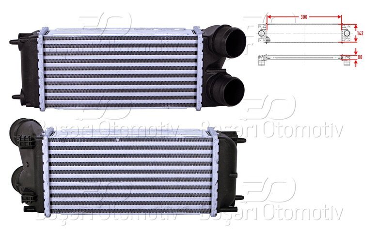 TURBO RADYATORU (INTERCOOLER) 300X142X80