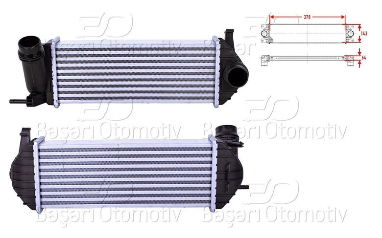 TURBO RADYATORU (INTERCOOLER) 378X143X64