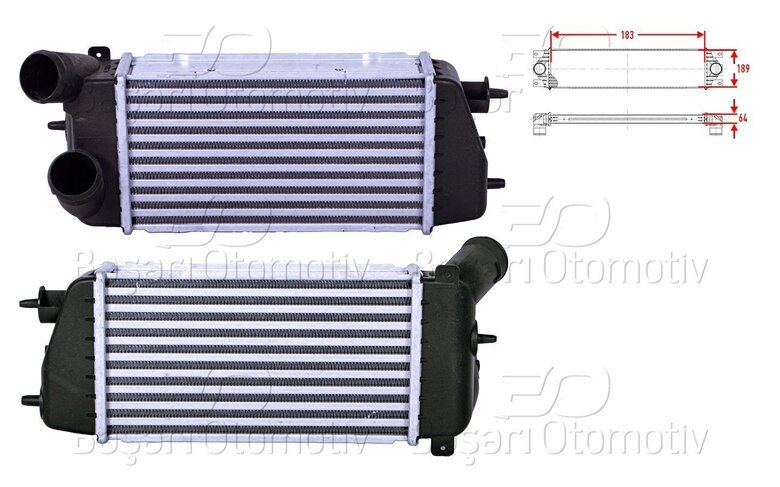 TURBO RADYATORU (INTERCOOLER) 183X189X64