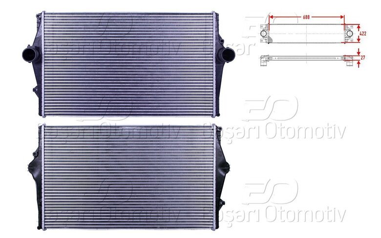 TURBO RADYATORU (INTERCOOLER) 688X422X27