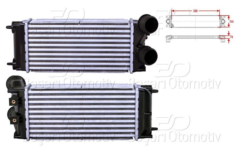 TURBO RADYATORU (INTERCOOLER) 300X146X76