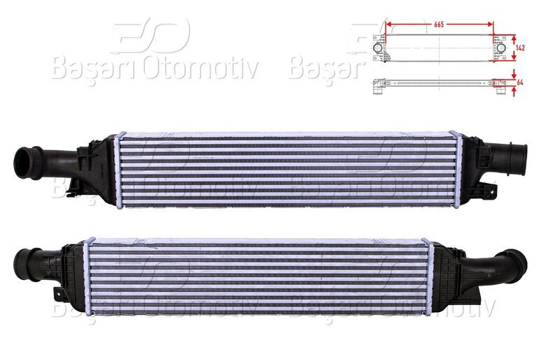 TURBO RADYATORU (INTERCOOLER) 665X142X64