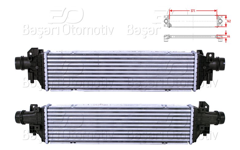 TURBO RADYATORU (INTERCOOLER) 571X142X64