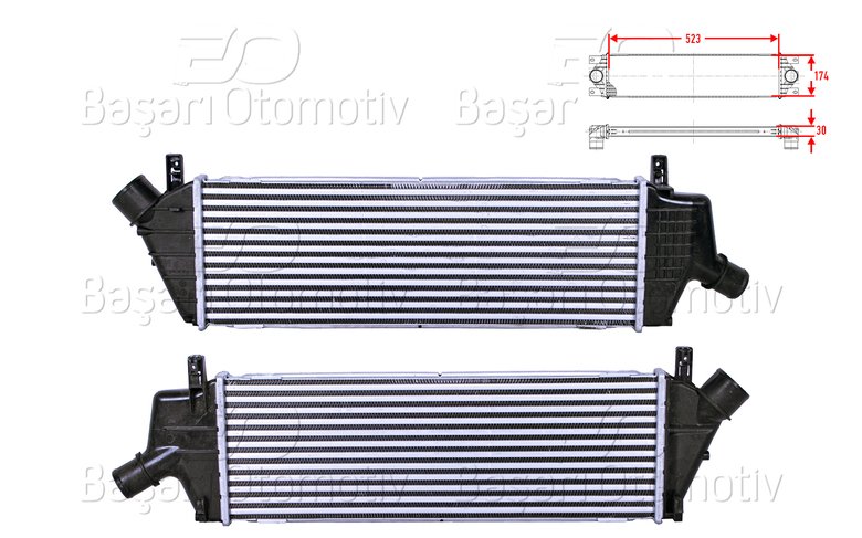 TURBO RADYATORU (INTERCOOLER) 523X174X30