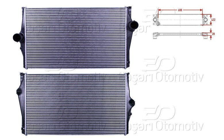 TURBO RADYATORU (INTERCOOLER) 688X422X28