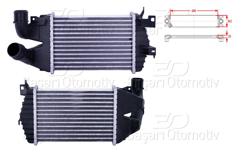 TURBO RADYATORU (INTERCOOLER) 600X342X32