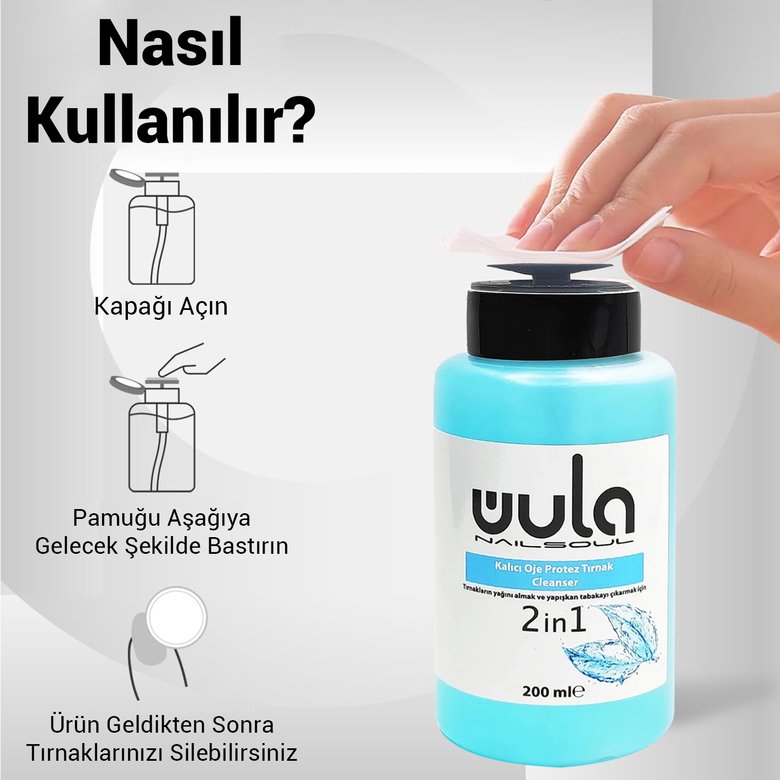 Pompalı Kalıcı Oje Protez Tırnak Temizleyici Cleanser 2in1 200ml